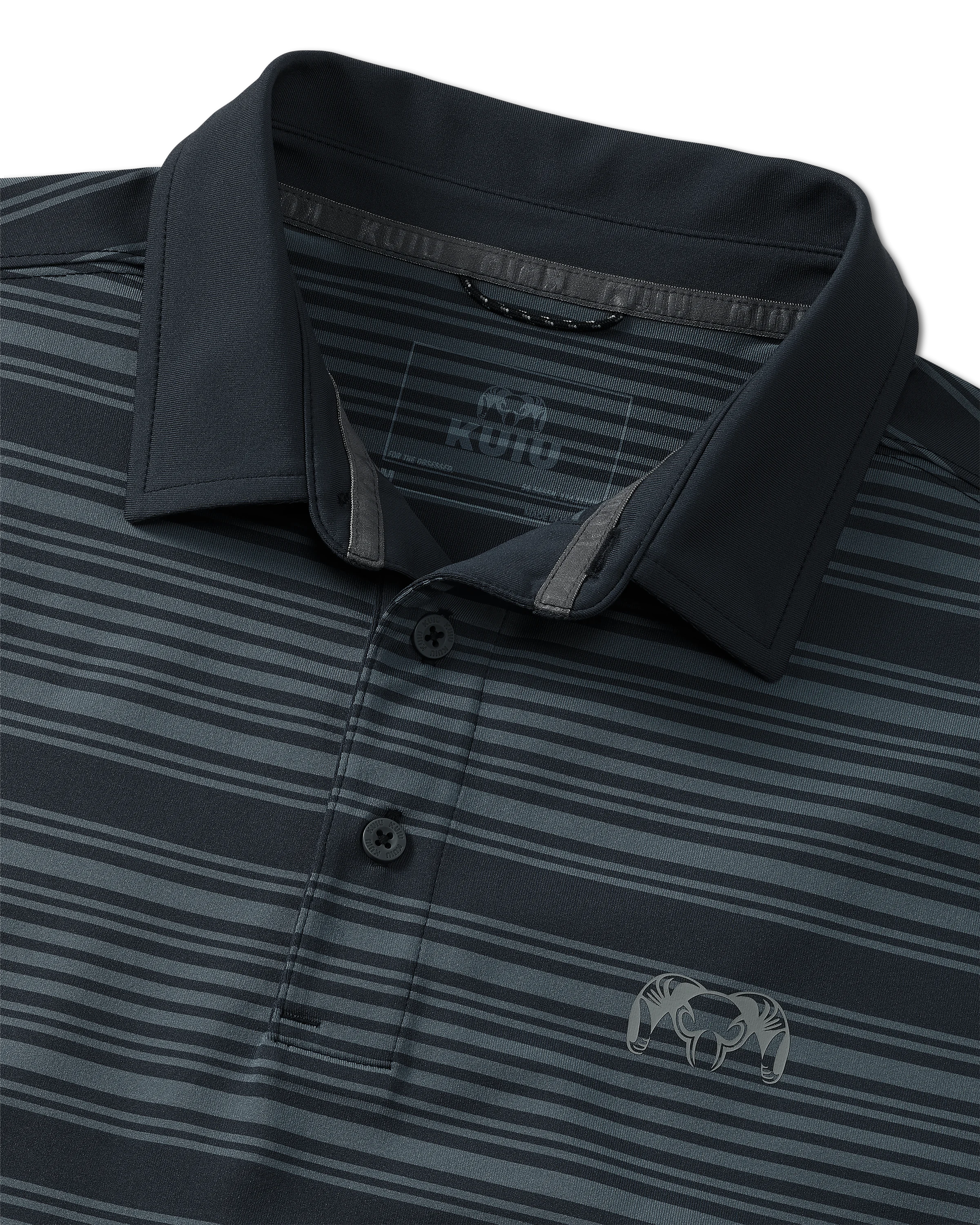 Alternative view of KUIU Performance Polo Stripe | Steel Blue Stripe