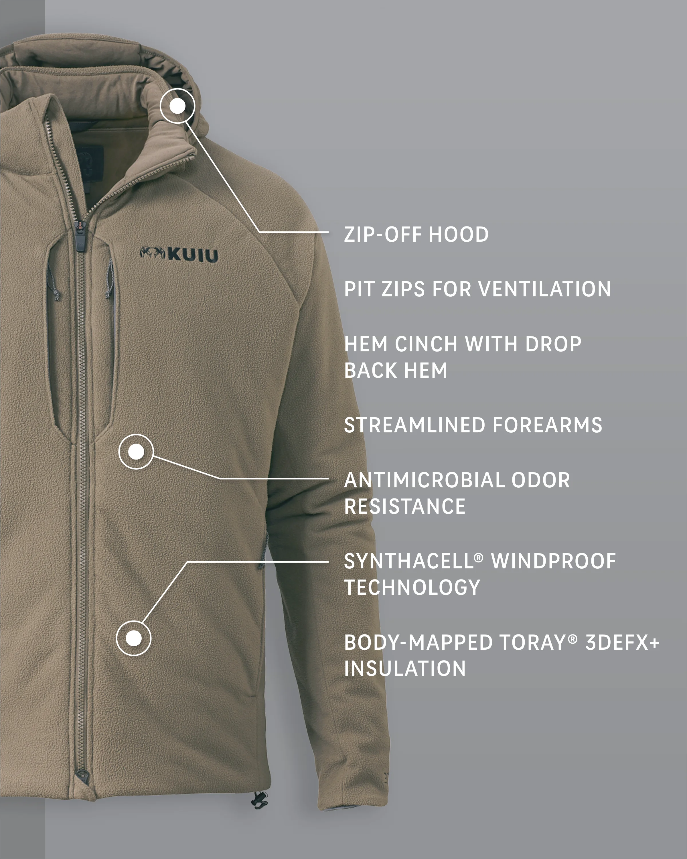 Alternative view of Outlet KUIU Proximity Hooded Insulated Jacket | Ash Off-Shade