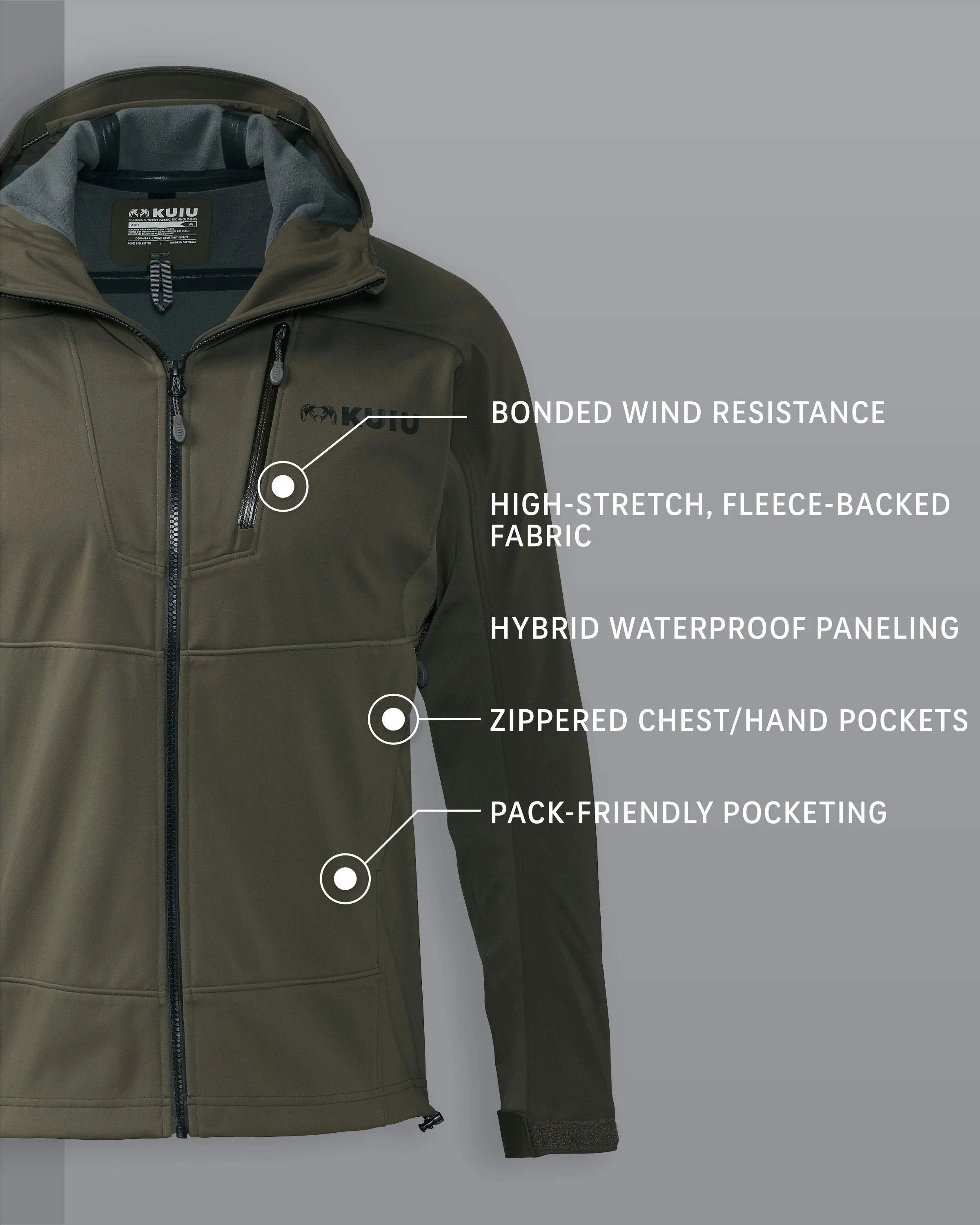 Alternative view of Axis Hybrid Hooded Jacket | Ash