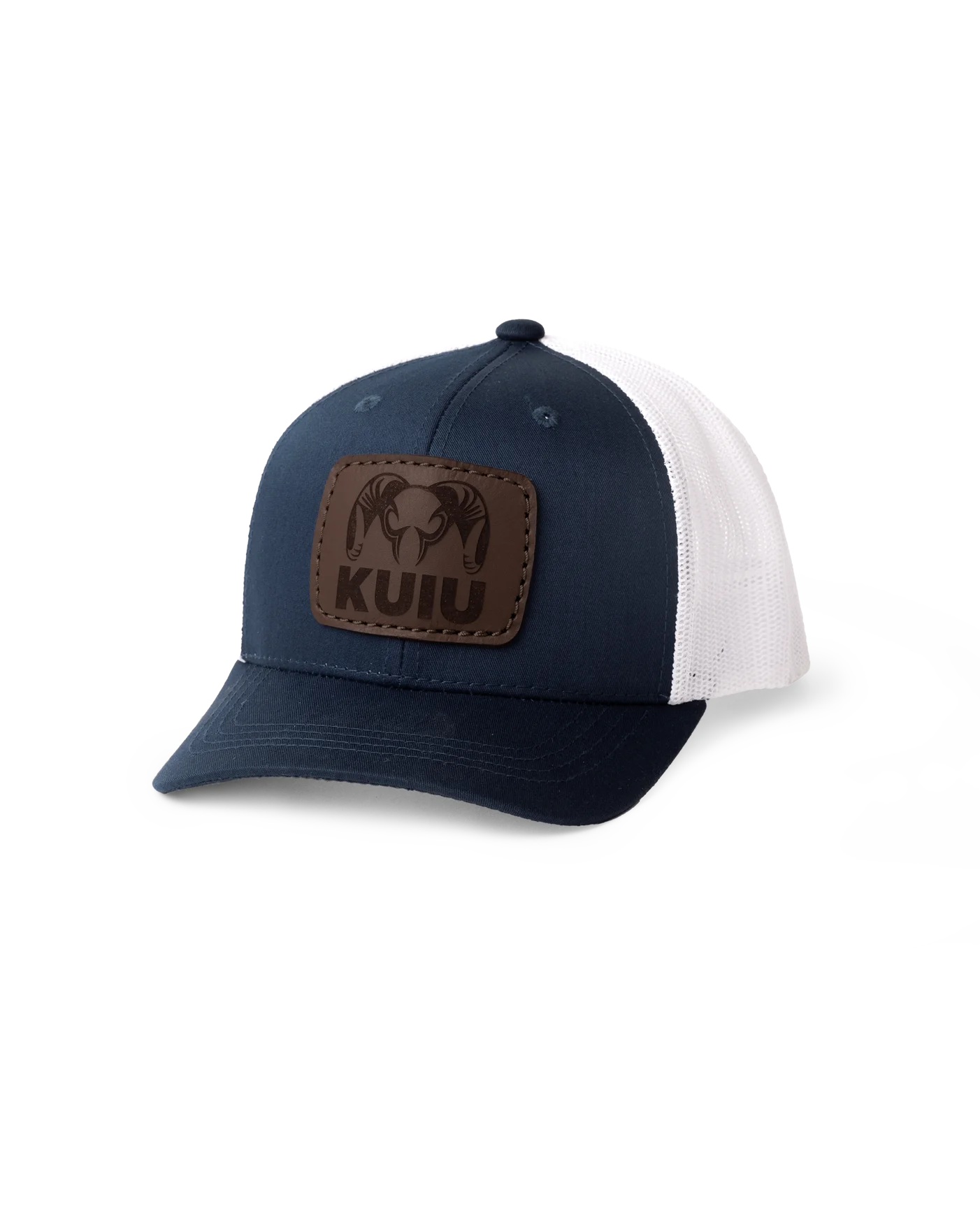 Youth Leather Patch Mesh Back Hat | Navy/White